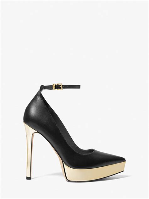 michael michael kors xenia leather platform pump|Michael Kors Xenia Leather Ankle Strap Platform Pumps .